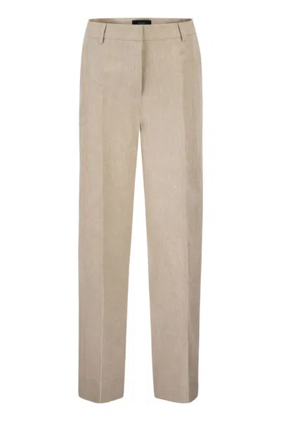 Max Mara Weekend  Wkdmalizia - Linen Canvas Trousers In Neutral