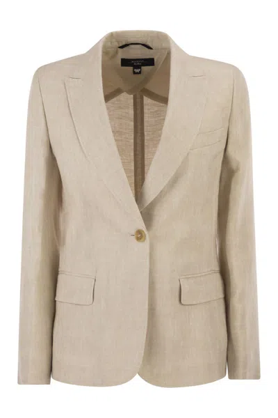 Max Mara Weekend  Wkdnalut - Linen Canvas Blazer In Neutral
