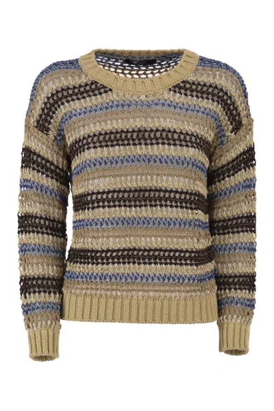 Max Mara Weekend  Wkdonirica - Mesh Knitwear In Linen And Cotton Yarn In Brown