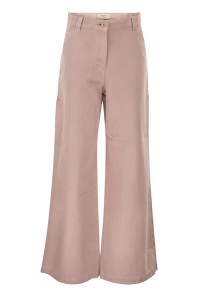 Max Mara Weekend  Wkdskipper - Wide-leg Trousers In Cotton Canvas In Pink