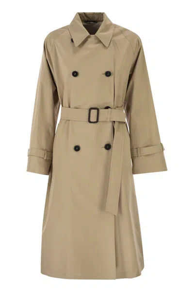 Max Mara Weekend  Wksninfa - Water-repellent Gabardine Trench Coat With Print In Neutral