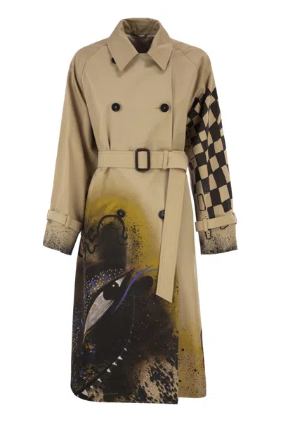 Max Mara Weekend  Wkspeccati - Patterned Water-repellent Gabardine Trench Coat In Gold
