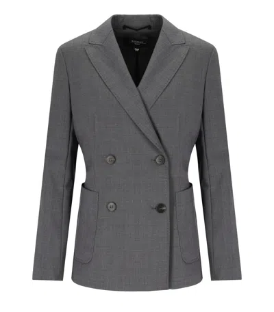 Max Mara Weekend Ornati Grey Double Breasted Blazer In Gray