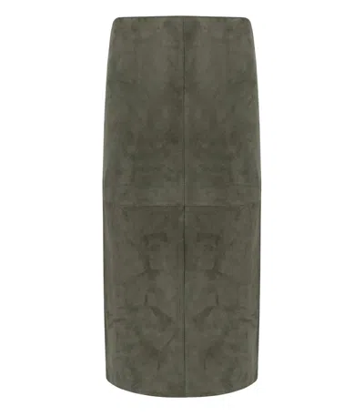 Max Mara Weekend Pala Khaki Midi Skirt In Green