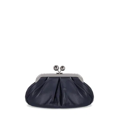 Max Mara Weekend Pasticcino Prati Small Blue Clutch In Black