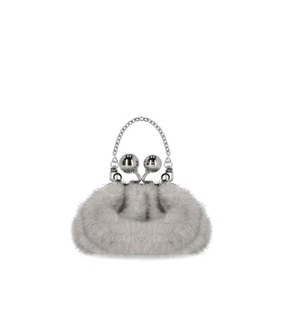 Max Mara Weekend Pasticcino Tubo Mini Grey Clutch In Gray