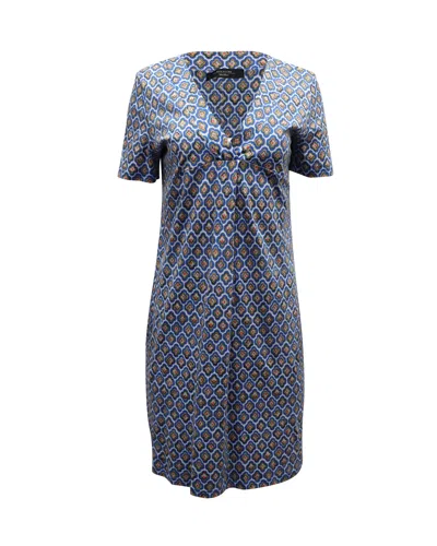 Max Mara Weekend Patterned Summer Shift Dress In Blue Print Viscose