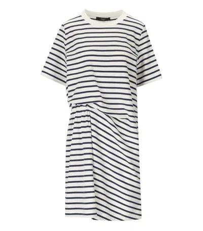 Max Mara Pireo Blue Striped Dress In White