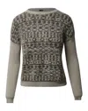MAX MARA WEEKEND PRINTED CREWNECK SWEATER IN BEIGE ACRYLIC