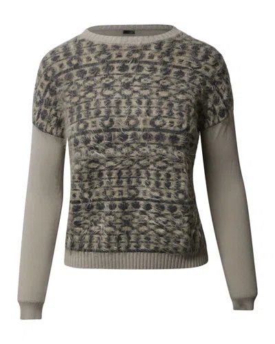 Max Mara Weekend Printed Crewneck Sweater In Beige Acrylic In Multi