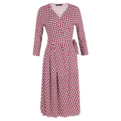Max Mara Weekend Printed Wrap Knee Length Dress In Red Viscose
