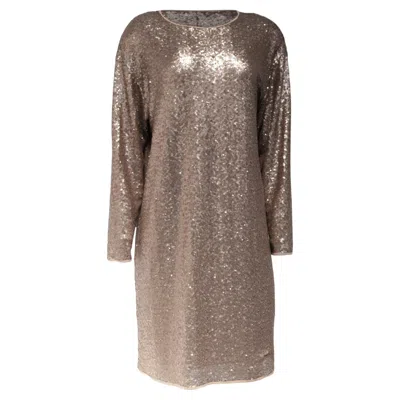 Pre-owned Max Mara Weekend Sequined Mini Dress In Brown Polyester