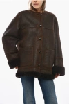 Max Mara Weekend Shearling Borbone Coat With Covered Buttons In Brown