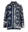 Max Mara Printed Silk Patchwork Shirt In Black