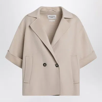 Max Mara Weekend Short Wool Draped Coat With Mini Silhouette In Neutral