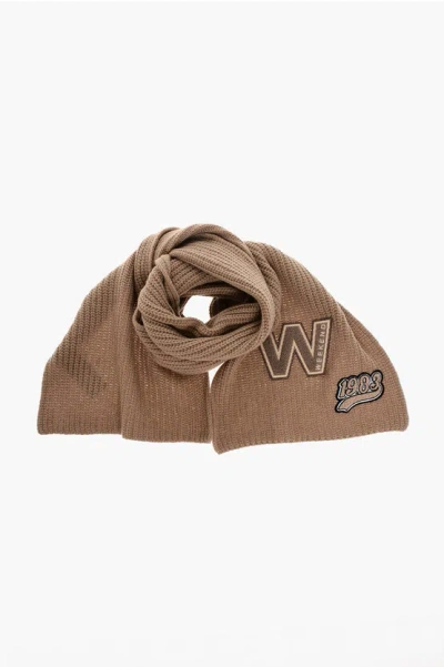 Max Mara Weekend Solid Color Virgin Wool Bardies Scarf In Brown