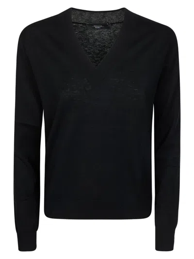 Max Mara Weekend V-neck Cashmere Blend Sweater In Black