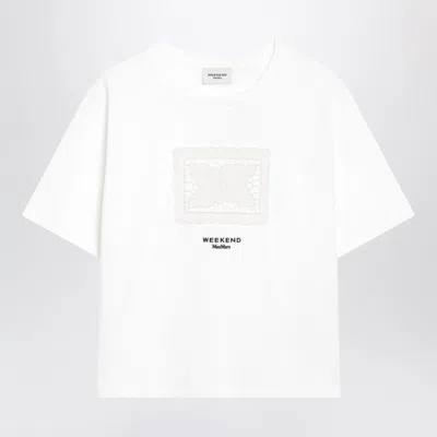 Max Mara Weekend White Cotton Lace-embroidered T-shirt