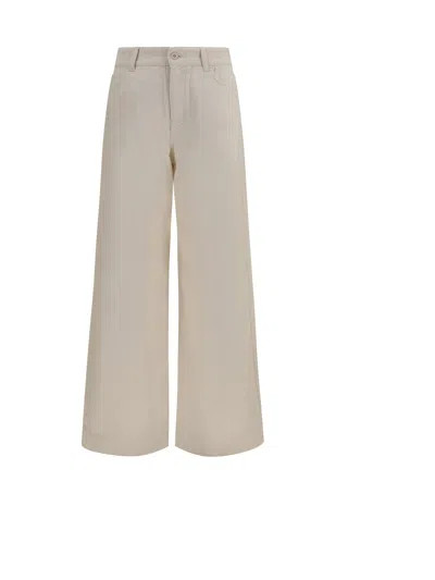 Max Mara Weekend Wide-leg Cotton Bull Denim Trousers In Metallic