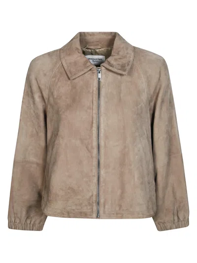 Max Mara Weekend Women's Suede Bomber Jacket In Neutral