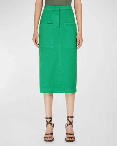 Max Mara Werther High-waist Patch Pocket Midi Skirt In Water