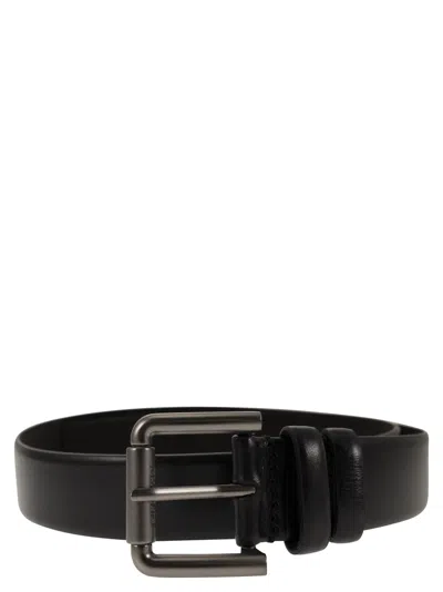 Max Mara Wetleather35 Buffered Leather Belt In Black