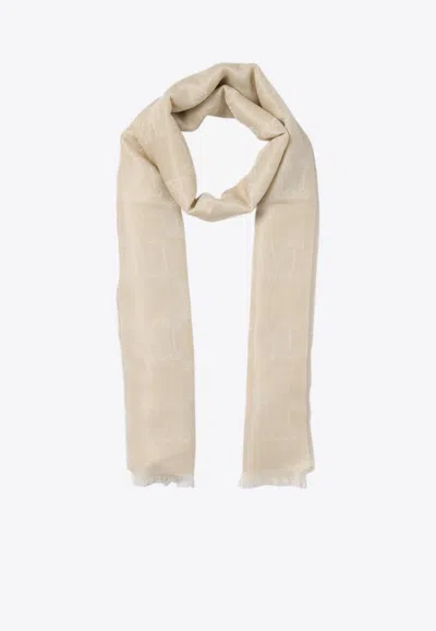 Max Mara Whiskey Logo-jacquard Scarf In Gold
