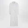 Max Mara Waist Belted French Cuffs Long Sleeve Midi Dress In White