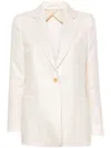 Max Mara Womens Sand Mosa Single-breasted Linen-cotton Blend Blazer In White