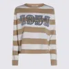Max Mara White And Beige Wool Kmitwear