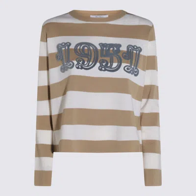 Max Mara White And Beige Wool Kmitwear