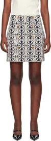Max Mara Black And White Jacquard Riber Miniskirt In 001 White Blue