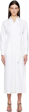 Max Mara Cotton-blend Twill Wrap Dress In White