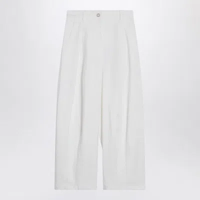 Max Mara White Baggy Trousers In Cotton Twill