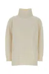 Max Mara Cashmere Aceti Sweater Featuring Ribbed Turtleneck In Neutral