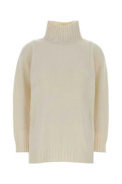 MAX MARA WHITE CASHMERE ACETI SWEATER