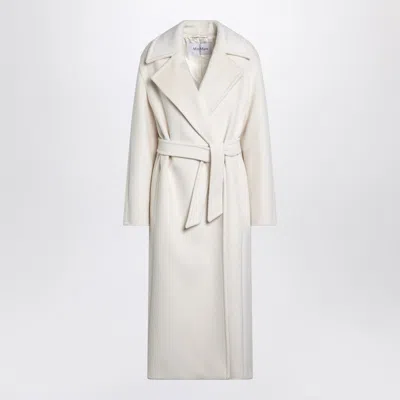 Max Mara White Cashmere Blend Dressing Gown Coat Women In Cream