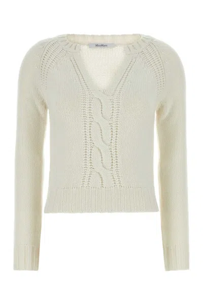 Max Mara White Cashmere Cancan Sweater