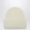 MAX MARA WHITE CASHMERE CAP WITH LOGO