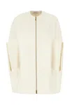 Max Mara Cashmere Coat With Long Sleeves And Structured Silhouette In Bianco