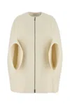 Max Mara Cashmere Coat With Long Sleeves And Structured Silhouette In Bianco