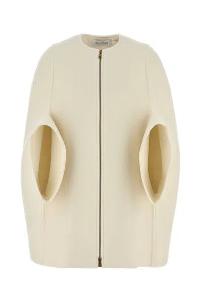 Max Mara Cappa Placido In Cashmere Bianco Donna In White