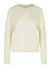 Max Mara Cashmere Sweater With Cable Knit Design In White
