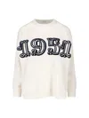 Max Mara White Cashmere-wool Blend Sweater With Logo Embroidery In White