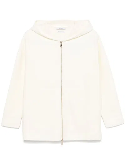 MAX MARA WHITE CASHMERE WOOL HOODIE