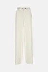 Max Mara Wide Leg Trousers With Leather Belt In Neutral