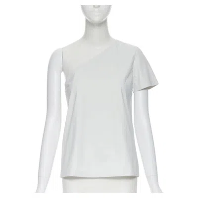 Pre-owned Max Mara White Coated Cotton One Shoulder Asymmetric Top S