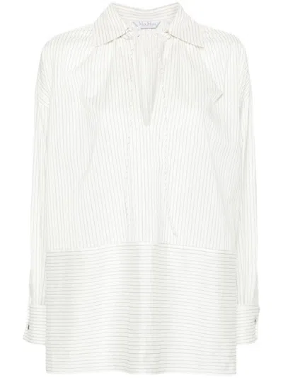 MAX MARA WHITE COTTON AND SILK BLEND TUNIC