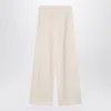 Max Mara Ivory Wide Leg Pants In Viscose Knit In White