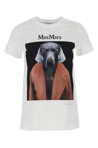 Max Mara White Cotton Cipria T-shirt In Rosa Scuro